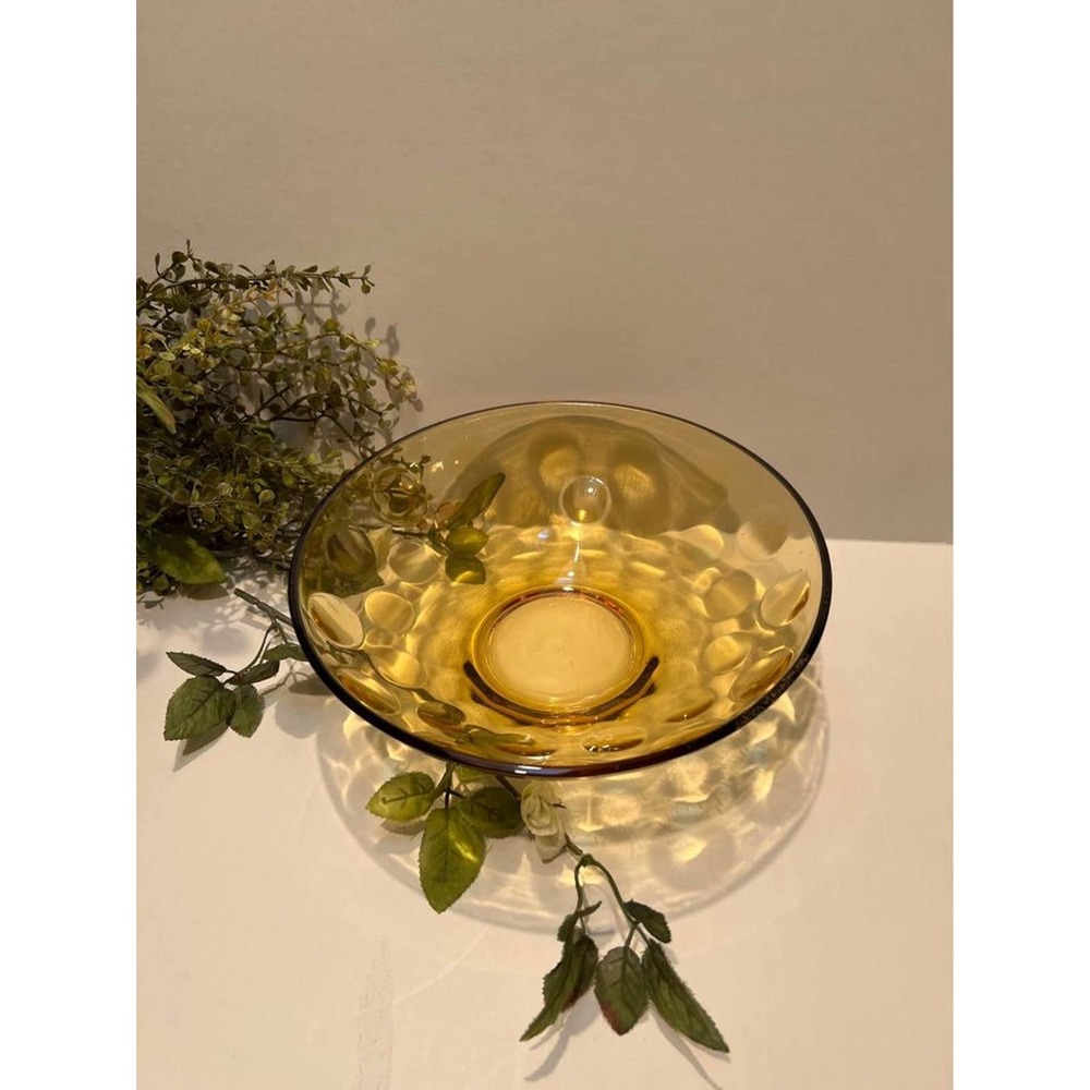 Amber Chip Bowl.  Kings Thumb Print Optic Design